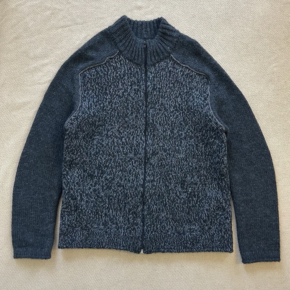 Daniele Fiesoli Heavy Knit Wool Fisherman Full Zip Sweater Made In Italy Large